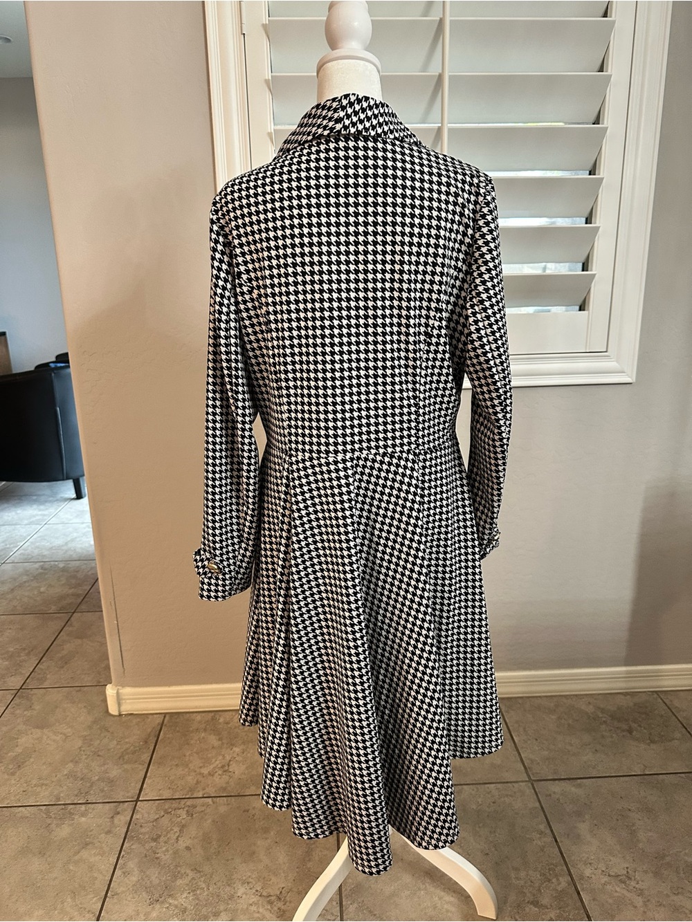 Houndstooth Longline Blazer - Black & White - Picture 4 of 6